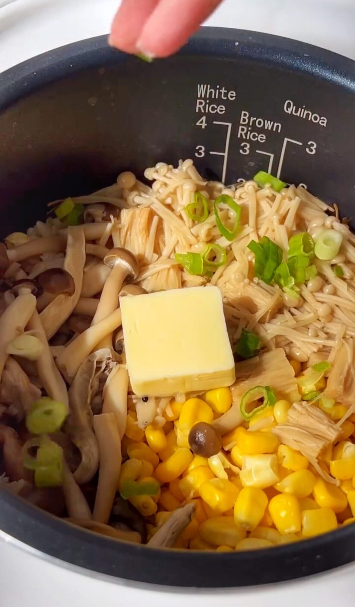 Easy Shoyu Butter Corn Rice Cooker Recipe - One Pot Meal with Mushrooms and Corn